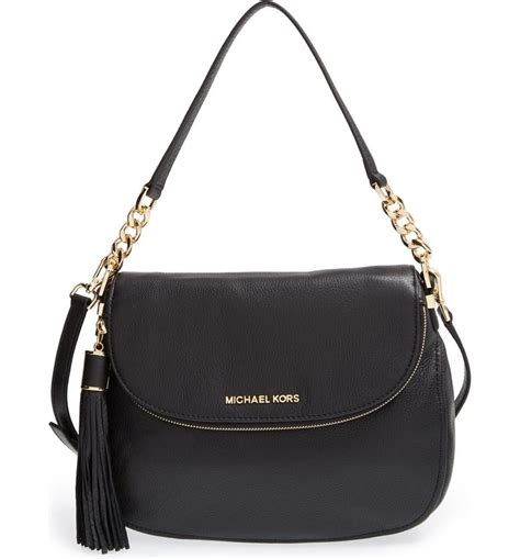 michael kors bedford medium tassel crossbody leather bag black